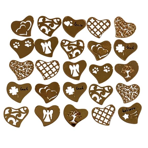 75-Piece Rose Gold Metal Heart 22mm Floating Locket Jewelry Making Supplies - Picture 1 of 6